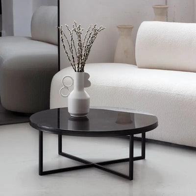 Table Basse Auralith en Marbre Noir - Elite Design Maroc