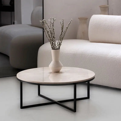 Table Basse Almandia en Marbre Beige - Elite Design Maroc